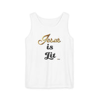 Jesus is Lit Unisex Garment-Dyed Tank Top-KVOM KVOM Christian Clothing; Women’s Clothing; Women’s T-Shirts; Men's Clothing; Men's T-Shirts, Hoodies Sale; Ladies Tops; Ladies Dresses; Floral Tops; Floral Dresses; Flower Clothes; Activewear; Glorious; Psalms; Blessings On Blessings; Teens Clothing; Christian Book Store; Girl’s Clothing Sale; Mother’s Day Sale; Gifts For Sister; Christian Gifts; Gifts for Daughter; Spring Sale; Clearance Sale; Jesus; Christ Is King; Holy Ghost; God Got Me; Spiritual Warrior; P