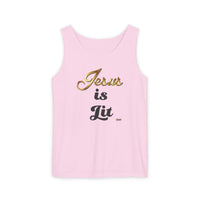 Jesus is Lit Unisex Garment-Dyed Tank Top-KVOM KVOM Christian Clothing; Women’s Clothing; Women’s T-Shirts; Men's Clothing; Men's T-Shirts, Hoodies Sale; Ladies Tops; Ladies Dresses; Floral Tops; Floral Dresses; Flower Clothes; Activewear; Glorious; Psalms; Blessings On Blessings; Teens Clothing; Christian Book Store; Girl’s Clothing Sale; Mother’s Day Sale; Gifts For Sister; Christian Gifts; Gifts for Daughter; Spring Sale; Clearance Sale; Jesus; Christ Is King; Holy Ghost; God Got Me; Spiritual Warrior; P