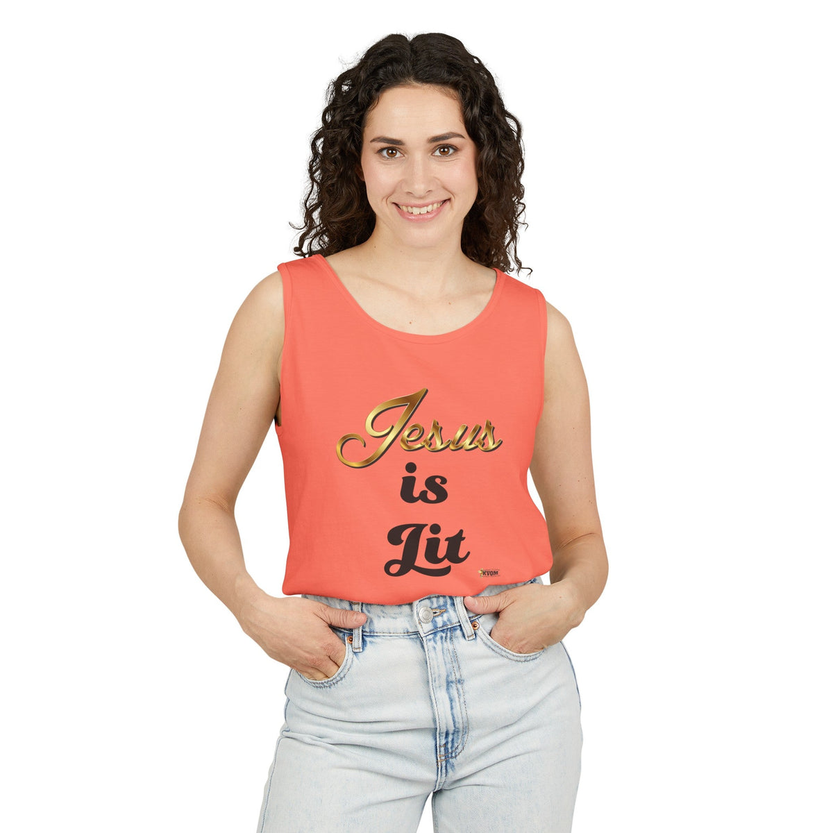 Jesus is Lit Unisex Garment-Dyed Tank Top-KVOM KVOM Christian Clothing; Women’s Clothing; Women’s T-Shirts; Men's Clothing; Men's T-Shirts, Hoodies Sale; Ladies Tops; Ladies Dresses; Floral Tops; Floral Dresses; Flower Clothes; Activewear; Glorious; Psalms; Blessings On Blessings; Teens Clothing; Christian Book Store; Girl’s Clothing Sale; Mother’s Day Sale; Gifts For Sister; Christian Gifts; Gifts for Daughter; Spring Sale; Clearance Sale; Jesus; Christ Is King; Holy Ghost; God Got Me; Spiritual Warrior; P