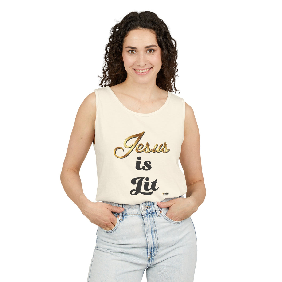 Jesus is Lit Unisex Garment-Dyed Tank Top-KVOM KVOM Christian Clothing; Women’s Clothing; Women’s T-Shirts; Men's Clothing; Men's T-Shirts, Hoodies Sale; Ladies Tops; Ladies Dresses; Floral Tops; Floral Dresses; Flower Clothes; Activewear; Glorious; Psalms; Blessings On Blessings; Teens Clothing; Christian Book Store; Girl’s Clothing Sale; Mother’s Day Sale; Gifts For Sister; Christian Gifts; Gifts for Daughter; Spring Sale; Clearance Sale; Jesus; Christ Is King; Holy Ghost; God Got Me; Spiritual Warrior; P