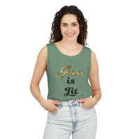 Jesus is Lit Unisex Garment-Dyed Tank Top-KVOM KVOM Christian Clothing; Women’s Clothing; Women’s T-Shirts; Men's Clothing; Men's T-Shirts, Hoodies Sale; Ladies Tops; Ladies Dresses; Floral Tops; Floral Dresses; Flower Clothes; Activewear; Glorious; Psalms; Blessings On Blessings; Teens Clothing; Christian Book Store; Girl’s Clothing Sale; Mother’s Day Sale; Gifts For Sister; Christian Gifts; Gifts for Daughter; Spring Sale; Clearance Sale; Jesus; Christ Is King; Holy Ghost; God Got Me; Spiritual Warrior; P