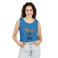 Jesus is Lit Unisex Garment-Dyed Tank Top-KVOM KVOM Christian Clothing; Women’s Clothing; Women’s T-Shirts; Men's Clothing; Men's T-Shirts, Hoodies Sale; Ladies Tops; Ladies Dresses; Floral Tops; Floral Dresses; Flower Clothes; Activewear; Glorious; Psalms; Blessings On Blessings; Teens Clothing; Christian Book Store; Girl’s Clothing Sale; Mother’s Day Sale; Gifts For Sister; Christian Gifts; Gifts for Daughter; Spring Sale; Clearance Sale; Jesus; Christ Is King; Holy Ghost; God Got Me; Spiritual Warrior; P