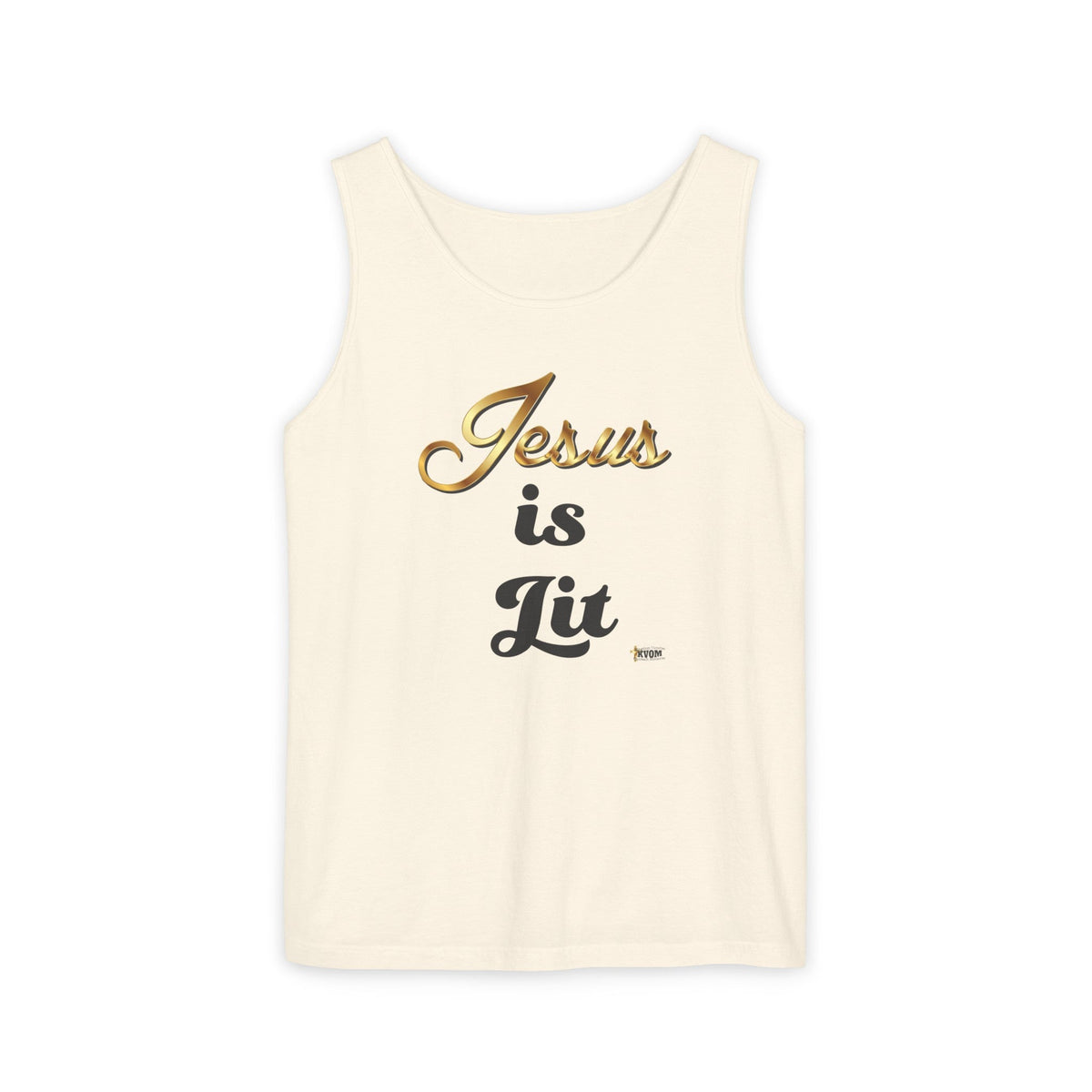 Jesus is Lit Unisex Garment-Dyed Tank Top-KVOM KVOM Christian Clothing; Women’s Clothing; Women’s T-Shirts; Men's Clothing; Men's T-Shirts, Hoodies Sale; Ladies Tops; Ladies Dresses; Floral Tops; Floral Dresses; Flower Clothes; Activewear; Glorious; Psalms; Blessings On Blessings; Teens Clothing; Christian Book Store; Girl’s Clothing Sale; Mother’s Day Sale; Gifts For Sister; Christian Gifts; Gifts for Daughter; Spring Sale; Clearance Sale; Jesus; Christ Is King; Holy Ghost; God Got Me; Spiritual Warrior; P