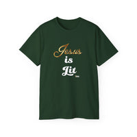 Jesus is Lit Unisex Ultra Cotton Tee-KVOM KVOM Christian Clothing; Women’s Clothing; Women’s T-Shirts; Men's Clothing; Men's T-Shirts, Hoodies Sale; Ladies Tops; Ladies Dresses; Floral Tops; Floral Dresses; Flower Clothes; Activewear; Glorious; Psalms; Blessings On Blessings; Teens Clothing; Christian Book Store; Girl’s Clothing Sale; Mother’s Day Sale; Gifts For Sister; Christian Gifts; Gifts for Daughter; Spring Sale; Clearance Sale; Jesus; Christ Is King; Holy Ghost; God Got Me; Spiritual Warrior; Prophe