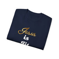 Jesus is Lit Unisex Ultra Cotton Tee-KVOM KVOM Christian Clothing; Women’s Clothing; Women’s T-Shirts; Men's Clothing; Men's T-Shirts, Hoodies Sale; Ladies Tops; Ladies Dresses; Floral Tops; Floral Dresses; Flower Clothes; Activewear; Glorious; Psalms; Blessings On Blessings; Teens Clothing; Christian Book Store; Girl’s Clothing Sale; Mother’s Day Sale; Gifts For Sister; Christian Gifts; Gifts for Daughter; Spring Sale; Clearance Sale; Jesus; Christ Is King; Holy Ghost; God Got Me; Spiritual Warrior; Prophe