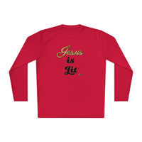 Jesus is Lit Women's Activewear Long Sleeve T-Shirt-KVOM KVOM Christian Clothing; Women’s Clothing; Women’s T-Shirts; Men's Clothing; Men's T-Shirts, Hoodies Sale; Ladies Tops; Ladies Dresses; Floral Tops; Floral Dresses; Flower Clothes; Activewear; Glorious; Psalms; Blessings On Blessings; Teens Clothing; Christian Book Store; Girl’s Clothing Sale; Mother’s Day Sale; Gifts For Sister; Christian Gifts; Gifts for Daughter; Spring Sale; Clearance Sale; Jesus; Christ Is King; Holy Ghost; God Got Me; Spiritual 