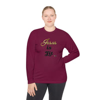 Jesus is Lit Women's Activewear Long Sleeve T-Shirt, Plus Size-KVOM KVOM Christian Clothing; Women’s Clothing; Women’s T-Shirts; Men's Clothing; Men's T-Shirts, Hoodies Sale; Ladies Tops; Ladies Dresses; Floral Tops; Floral Dresses; Flower Clothes; Activewear; Glorious; Psalms; Blessings On Blessings; Teens Clothing; Christian Book Store; Girl’s Clothing Sale; Mother’s Day Sale; Gifts For Sister; Christian Gifts; Gifts for Daughter; Spring Sale; Clearance Sale; Jesus; Christ Is King; Holy Ghost; God Got Me;