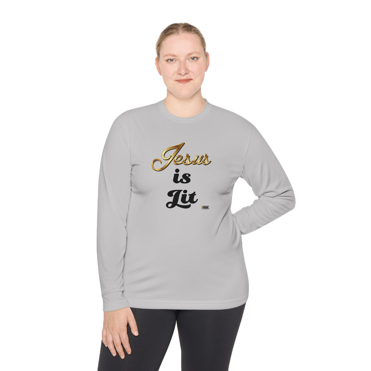 Jesus is Lit Women's Activewear Long Sleeve T-Shirt, Plus Size-KVOM KVOM Christian Clothing; Women’s Clothing; Women’s T-Shirts; Men's Clothing; Men's T-Shirts, Hoodies Sale; Ladies Tops; Ladies Dresses; Floral Tops; Floral Dresses; Flower Clothes; Activewear; Glorious; Psalms; Blessings On Blessings; Teens Clothing; Christian Book Store; Girl’s Clothing Sale; Mother’s Day Sale; Gifts For Sister; Christian Gifts; Gifts for Daughter; Spring Sale; Clearance Sale; Jesus; Christ Is King; Holy Ghost; God Got Me;