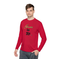 Jesus is Lit Women's Activewear Long Sleeve T-Shirt, Plus Size-KVOM KVOM Christian Clothing; Women’s Clothing; Women’s T-Shirts; Men's Clothing; Men's T-Shirts, Hoodies Sale; Ladies Tops; Ladies Dresses; Floral Tops; Floral Dresses; Flower Clothes; Activewear; Glorious; Psalms; Blessings On Blessings; Teens Clothing; Christian Book Store; Girl’s Clothing Sale; Mother’s Day Sale; Gifts For Sister; Christian Gifts; Gifts for Daughter; Spring Sale; Clearance Sale; Jesus; Christ Is King; Holy Ghost; God Got Me;