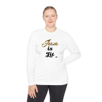 Jesus is Lit Women's Activewear Long Sleeve T-Shirt, Plus Size-KVOM KVOM Christian Clothing; Women’s Clothing; Women’s T-Shirts; Men's Clothing; Men's T-Shirts, Hoodies Sale; Ladies Tops; Ladies Dresses; Floral Tops; Floral Dresses; Flower Clothes; Activewear; Glorious; Psalms; Blessings On Blessings; Teens Clothing; Christian Book Store; Girl’s Clothing Sale; Mother’s Day Sale; Gifts For Sister; Christian Gifts; Gifts for Daughter; Spring Sale; Clearance Sale; Jesus; Christ Is King; Holy Ghost; God Got Me;