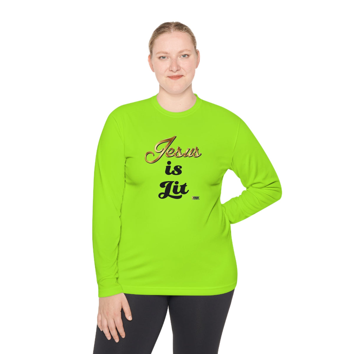 Jesus is Lit Women's Activewear Long Sleeve T-Shirt, Plus Size-KVOM KVOM Christian Clothing; Women’s Clothing; Women’s T-Shirts; Men's Clothing; Men's T-Shirts, Hoodies Sale; Ladies Tops; Ladies Dresses; Floral Tops; Floral Dresses; Flower Clothes; Activewear; Glorious; Psalms; Blessings On Blessings; Teens Clothing; Christian Book Store; Girl’s Clothing Sale; Mother’s Day Sale; Gifts For Sister; Christian Gifts; Gifts for Daughter; Spring Sale; Clearance Sale; Jesus; Christ Is King; Holy Ghost; God Got Me;