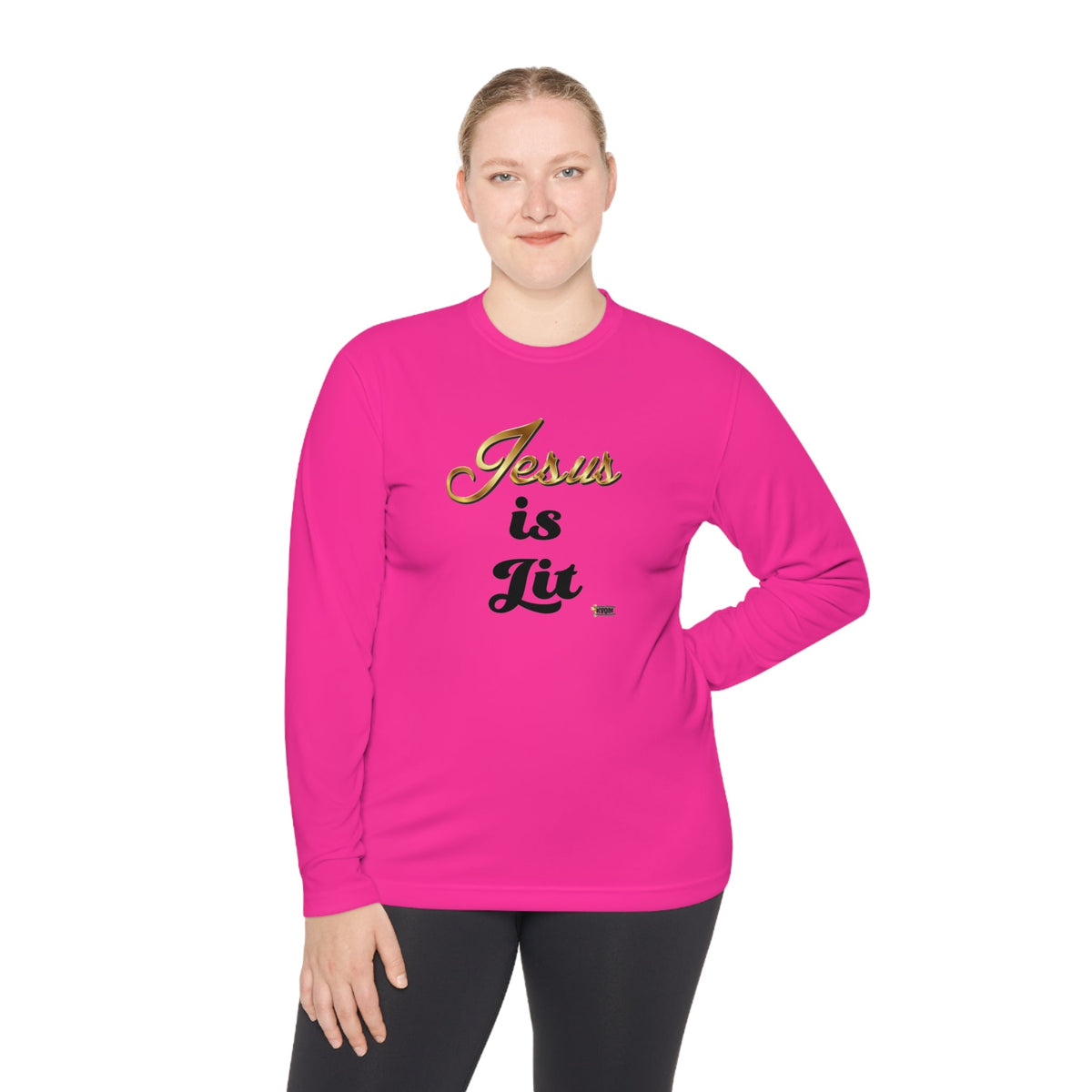 Jesus is Lit Women's Activewear Long Sleeve T-Shirt, Plus Size-KVOM KVOM Christian Clothing; Women’s Clothing; Women’s T-Shirts; Men's Clothing; Men's T-Shirts, Hoodies Sale; Ladies Tops; Ladies Dresses; Floral Tops; Floral Dresses; Flower Clothes; Activewear; Glorious; Psalms; Blessings On Blessings; Teens Clothing; Christian Book Store; Girl’s Clothing Sale; Mother’s Day Sale; Gifts For Sister; Christian Gifts; Gifts for Daughter; Spring Sale; Clearance Sale; Jesus; Christ Is King; Holy Ghost; God Got Me;