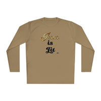 Jesus is Lit Women's Activewear Long Sleeve T-Shirt, Plus Size-KVOM KVOM Christian Clothing; Women’s Clothing; Women’s T-Shirts; Men's Clothing; Men's T-Shirts, Hoodies Sale; Ladies Tops; Ladies Dresses; Floral Tops; Floral Dresses; Flower Clothes; Activewear; Glorious; Psalms; Blessings On Blessings; Teens Clothing; Christian Book Store; Girl’s Clothing Sale; Mother’s Day Sale; Gifts For Sister; Christian Gifts; Gifts for Daughter; Spring Sale; Clearance Sale; Jesus; Christ Is King; Holy Ghost; God Got Me;