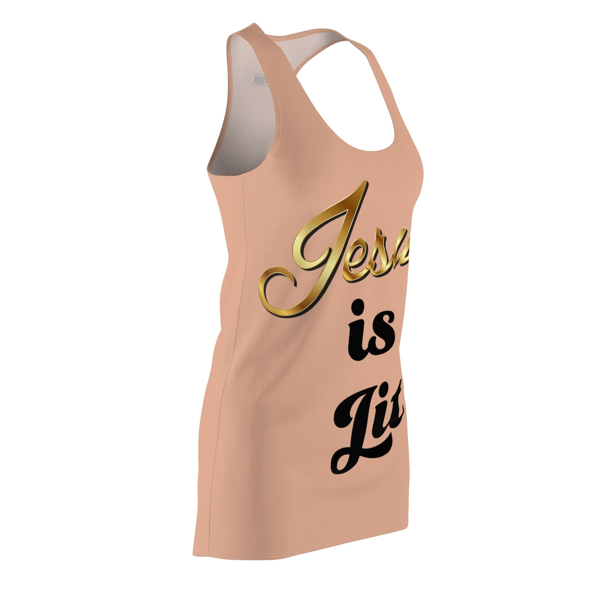 Jesus is Lit Women's Branded Racerback Dress, Heather Peach-KVOM KVOM Christian Clothing; Women’s Clothing; Women’s T-Shirts; Men's Clothing; Men's T-Shirts, Hoodies Sale; Ladies Tops; Ladies Dresses; Floral Tops; Floral Dresses; Flower Clothes; Activewear; Glorious; Psalms; Blessings On Blessings; Teens Clothing; Christian Book Store; Girl’s Clothing Sale; Mother’s Day Sale; Gifts For Sister; Christian Gifts; Gifts for Daughter; Spring Sale; Clearance Sale; Jesus; Christ Is King; Holy Ghost; God Got Me; Sp