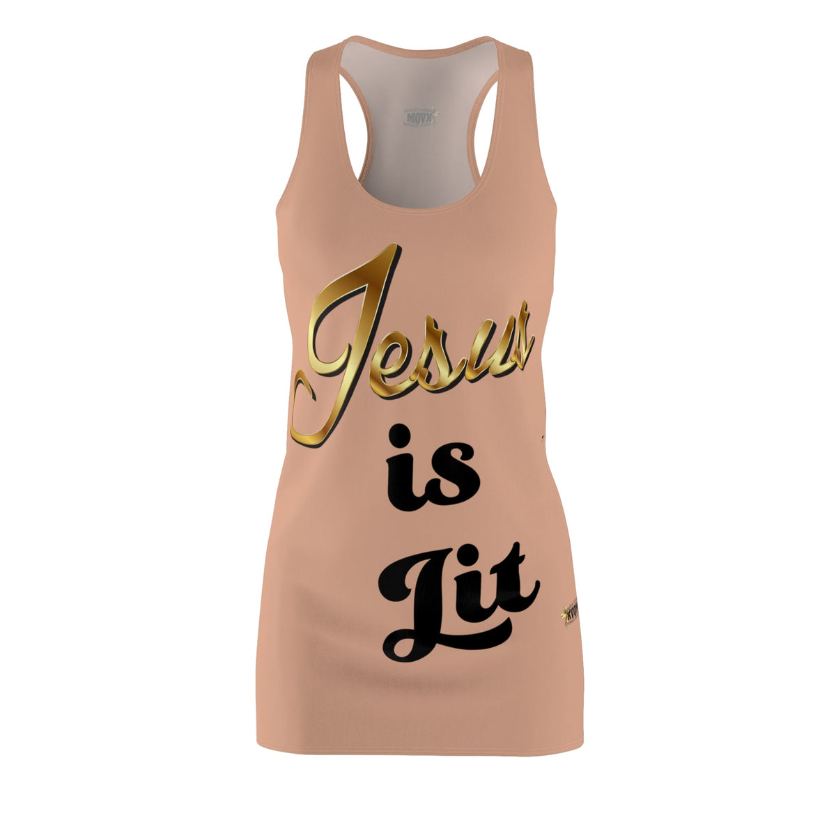 Jesus is Lit Women's Branded Racerback Dress, Heather Peach-KVOM KVOM Christian Clothing; Women’s Clothing; Women’s T-Shirts; Men's Clothing; Men's T-Shirts, Hoodies Sale; Ladies Tops; Ladies Dresses; Floral Tops; Floral Dresses; Flower Clothes; Activewear; Glorious; Psalms; Blessings On Blessings; Teens Clothing; Christian Book Store; Girl’s Clothing Sale; Mother’s Day Sale; Gifts For Sister; Christian Gifts; Gifts for Daughter; Spring Sale; Clearance Sale; Jesus; Christ Is King; Holy Ghost; God Got Me; Sp