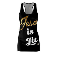 Jesus is Lit Women's Branded Racerback Dress-KVOM KVOM Christian Clothing; Women’s Clothing; Women’s T-Shirts; Men's Clothing; Men's T-Shirts, Hoodies Sale; Ladies Tops; Ladies Dresses; Floral Tops; Floral Dresses; Flower Clothes; Activewear; Glorious; Psalms; Blessings On Blessings; Teens Clothing; Christian Book Store; Girl’s Clothing Sale; Mother’s Day Sale; Gifts For Sister; Christian Gifts; Gifts for Daughter; Spring Sale; Clearance Sale; Jesus; Christ Is King; Holy Ghost; God Got Me; Spiritual Warrior