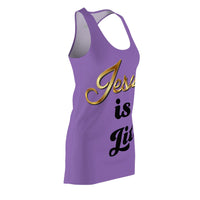 Jesus is Lit Women's Branded Racerback Dress, Lilac-KVOM KVOM Christian Clothing; Women’s Clothing; Women’s T-Shirts; Men's Clothing; Men's T-Shirts, Hoodies Sale; Ladies Tops; Ladies Dresses; Floral Tops; Floral Dresses; Flower Clothes; Activewear; Glorious; Psalms; Blessings On Blessings; Teens Clothing; Christian Book Store; Girl’s Clothing Sale; Mother’s Day Sale; Gifts For Sister; Christian Gifts; Gifts for Daughter; Spring Sale; Clearance Sale; Jesus; Christ Is King; Holy Ghost; God Got Me; Spiritual 