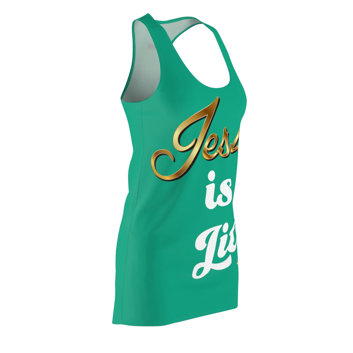 Jesus is Lit Women's Branded Racerback Dress, Ocean Green-KVOM KVOM Christian Clothing; Women’s Clothing; Women’s T-Shirts; Men's Clothing; Men's T-Shirts, Hoodies Sale; Ladies Tops; Ladies Dresses; Floral Tops; Floral Dresses; Flower Clothes; Activewear; Glorious; Psalms; Blessings On Blessings; Teens Clothing; Christian Book Store; Girl’s Clothing Sale; Mother’s Day Sale; Gifts For Sister; Christian Gifts; Gifts for Daughter; Spring Sale; Clearance Sale; Jesus; Christ Is King; Holy Ghost; God Got Me; Spir