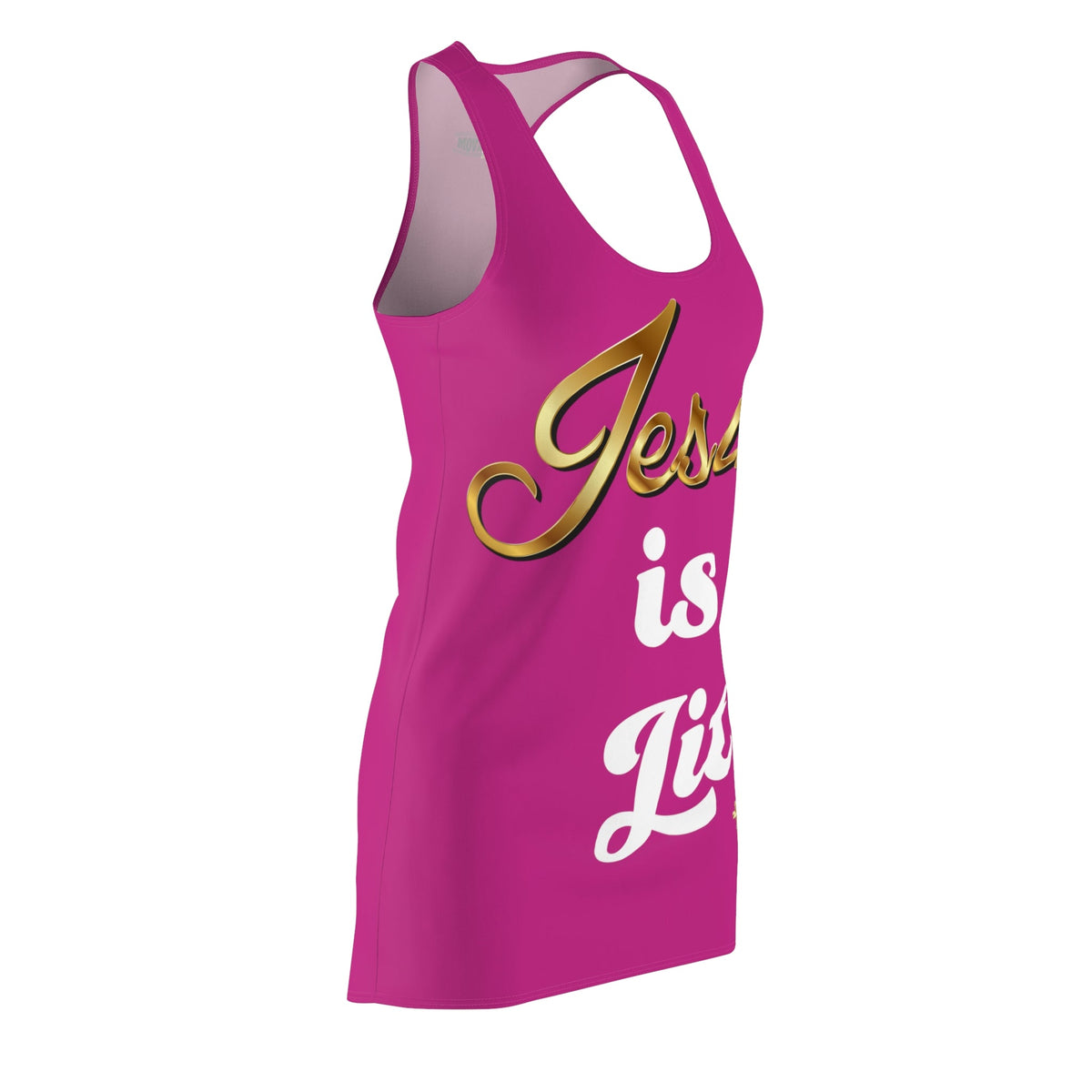 Jesus is Lit Women's Branded Racerback Dress, Pink-KVOM KVOM Christian Clothing; Women’s Clothing; Women’s T-Shirts; Men's Clothing; Men's T-Shirts, Hoodies Sale; Ladies Tops; Ladies Dresses; Floral Tops; Floral Dresses; Flower Clothes; Activewear; Glorious; Psalms; Blessings On Blessings; Teens Clothing; Christian Book Store; Girl’s Clothing Sale; Mother’s Day Sale; Gifts For Sister; Christian Gifts; Gifts for Daughter; Spring Sale; Clearance Sale; Jesus; Christ Is King; Holy Ghost; God Got Me; Spiritual W