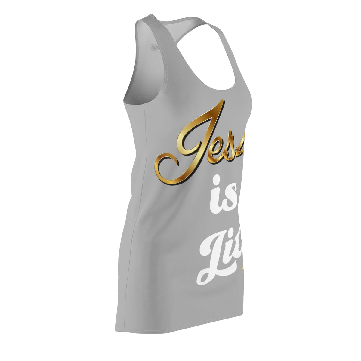 Jesus is Lit Women's Branded Racerback Dress, Silver-KVOM KVOM Christian Clothing; Women’s Clothing; Women’s T-Shirts; Men's Clothing; Men's T-Shirts, Hoodies Sale; Ladies Tops; Ladies Dresses; Floral Tops; Floral Dresses; Flower Clothes; Activewear; Glorious; Psalms; Blessings On Blessings; Teens Clothing; Christian Book Store; Girl’s Clothing Sale; Mother’s Day Sale; Gifts For Sister; Christian Gifts; Gifts for Daughter; Spring Sale; Clearance Sale; Jesus; Christ Is King; Holy Ghost; God Got Me; Spiritual