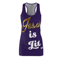 Jesus is Lit Women's Branded Racerback Dress, Team Purple-KVOM KVOM Christian Clothing; Women’s Clothing; Women’s T-Shirts; Men's Clothing; Men's T-Shirts, Hoodies Sale; Ladies Tops; Ladies Dresses; Floral Tops; Floral Dresses; Flower Clothes; Activewear; Glorious; Psalms; Blessings On Blessings; Teens Clothing; Christian Book Store; Girl’s Clothing Sale; Mother’s Day Sale; Gifts For Sister; Christian Gifts; Gifts for Daughter; Spring Sale; Clearance Sale; Jesus; Christ Is King; Holy Ghost; God Got Me; Spir