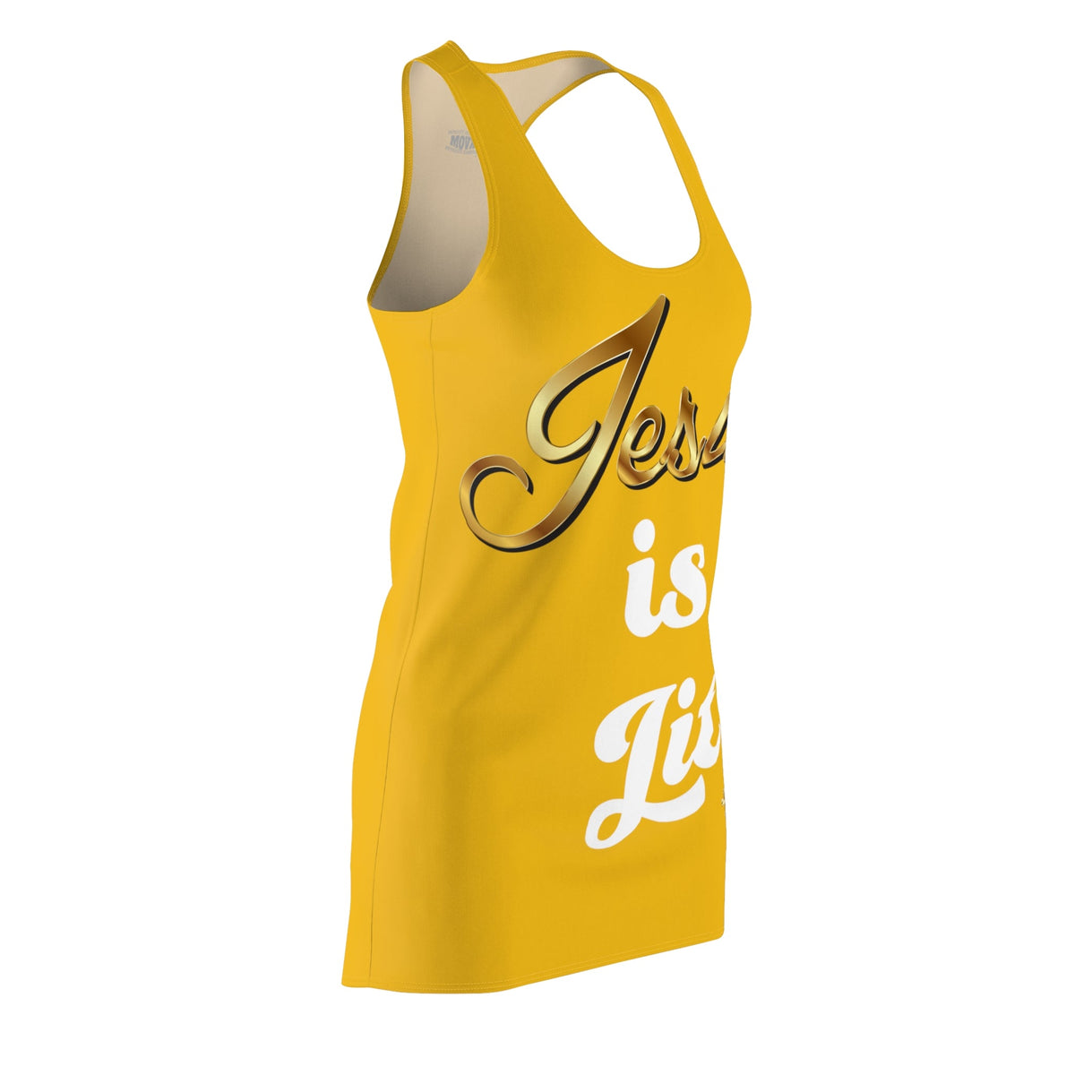 Jesus is Lit Women's Branded Racerback Dress, Yellow-KVOM KVOM Christian Clothing; Women’s Clothing; Women’s T-Shirts; Men's Clothing; Men's T-Shirts, Hoodies Sale; Ladies Tops; Ladies Dresses; Floral Tops; Floral Dresses; Flower Clothes; Activewear; Glorious; Psalms; Blessings On Blessings; Teens Clothing; Christian Book Store; Girl’s Clothing Sale; Mother’s Day Sale; Gifts For Sister; Christian Gifts; Gifts for Daughter; Spring Sale; Clearance Sale; Jesus; Christ Is King; Holy Ghost; God Got Me; Spiritual