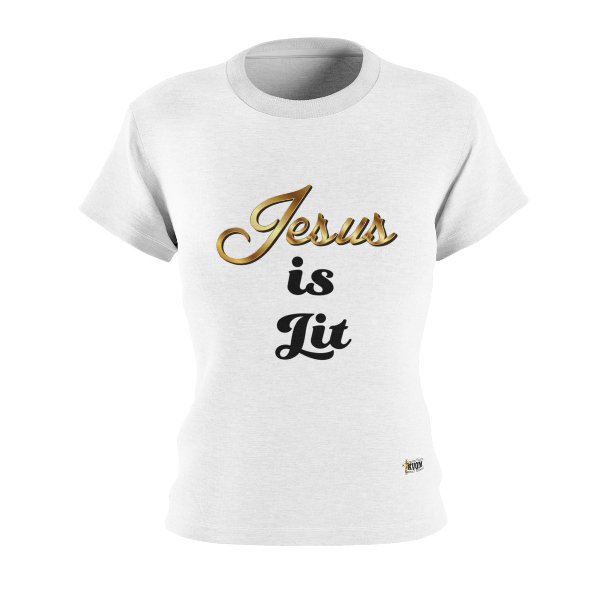 Jesus is Lit Women's Fitted Tee-KVOM KVOM Christian Clothing; Women’s Clothing; Women’s T-Shirts; Men's Clothing; Men's T-Shirts, Hoodies Sale; Ladies Tops; Ladies Dresses; Floral Tops; Floral Dresses; Flower Clothes; Activewear; Glorious; Psalms; Blessings On Blessings; Teens Clothing; Christian Book Store; Girl’s Clothing Sale; Mother’s Day Sale; Gifts For Sister; Christian Gifts; Gifts for Daughter; Spring Sale; Clearance Sale; Jesus; Christ Is King; Holy Ghost; God Got Me; Spiritual Warrior; Prophetic; 