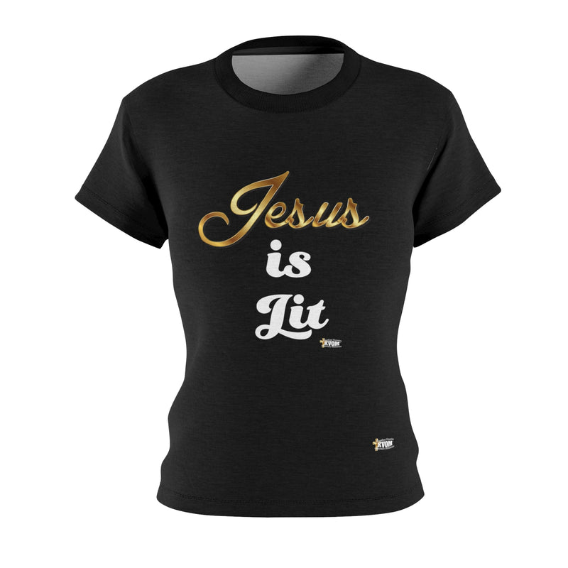 Jesus is Lit Women's Fitted Tee-KVOM KVOM Christian Clothing; Women’s Clothing; Women’s T-Shirts; Men's Clothing; Men's T-Shirts, Hoodies Sale; Ladies Tops; Ladies Dresses; Floral Tops; Floral Dresses; Flower Clothes; Activewear; Glorious; Psalms; Blessings On Blessings; Teens Clothing; Christian Book Store; Girl’s Clothing Sale; Mother’s Day Sale; Gifts For Sister; Christian Gifts; Gifts for Daughter; Spring Sale; Clearance Sale; Jesus; Christ Is King; Holy Ghost; God Got Me; Spiritual Warrior; Prophetic; 