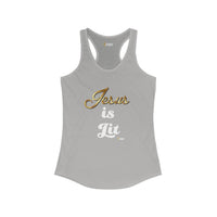 Jesus is Lit Women's Ideal Racerback Tank-KVOM KVOM Christian Clothing; Women’s Clothing; Women’s T-Shirts; Men's Clothing; Men's T-Shirts, Hoodies Sale; Ladies Tops; Ladies Dresses; Floral Tops; Floral Dresses; Flower Clothes; Activewear; Glorious; Psalms; Blessings On Blessings; Teens Clothing; Christian Book Store; Girl’s Clothing Sale; Mother’s Day Sale; Gifts For Sister; Christian Gifts; Gifts for Daughter; Spring Sale; Clearance Sale; Jesus; Christ Is King; Holy Ghost; God Got Me; Spiritual Warrior; P