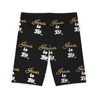 Jesus is Lit Women's Midi Shorts-KVOM KVOM Christian Clothing; Women’s Clothing; Women’s T-Shirts; Men's Clothing; Men's T-Shirts, Hoodies Sale; Ladies Tops; Ladies Dresses; Floral Tops; Floral Dresses; Flower Clothes; Activewear; Glorious; Psalms; Blessings On Blessings; Teens Clothing; Christian Book Store; Girl’s Clothing Sale; Mother’s Day Sale; Gifts For Sister; Christian Gifts; Gifts for Daughter; Spring Sale; Clearance Sale; Jesus; Christ Is King; Holy Ghost; God Got Me; Spiritual Warrior; Prophetic;