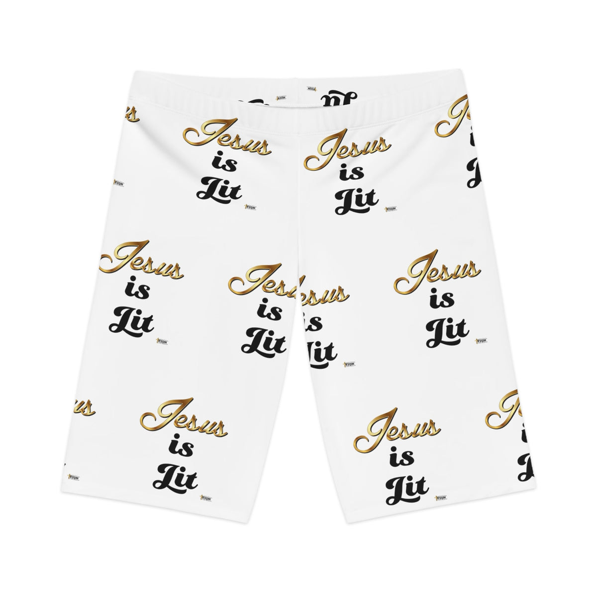 Jesus is Lit Women's Midi Shorts-KVOM KVOM Christian Clothing; Women’s Clothing; Women’s T-Shirts; Men's Clothing; Men's T-Shirts, Hoodies Sale; Ladies Tops; Ladies Dresses; Floral Tops; Floral Dresses; Flower Clothes; Activewear; Glorious; Psalms; Blessings On Blessings; Teens Clothing; Christian Book Store; Girl’s Clothing Sale; Mother’s Day Sale; Gifts For Sister; Christian Gifts; Gifts for Daughter; Spring Sale; Clearance Sale; Jesus; Christ Is King; Holy Ghost; God Got Me; Spiritual Warrior; Prophetic;