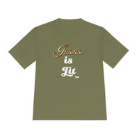 Jesus is Lit Women's Moisture Wicking Tee-KVOM KVOM Christian Clothing; Women’s Clothing; Women’s T-Shirts; Men's Clothing; Men's T-Shirts, Hoodies Sale; Ladies Tops; Ladies Dresses; Floral Tops; Floral Dresses; Flower Clothes; Activewear; Glorious; Psalms; Blessings On Blessings; Teens Clothing; Christian Book Store; Girl’s Clothing Sale; Mother’s Day Sale; Gifts For Sister; Christian Gifts; Gifts for Daughter; Spring Sale; Clearance Sale; Jesus; Christ Is King; Holy Ghost; God Got Me; Spiritual Warrior; P