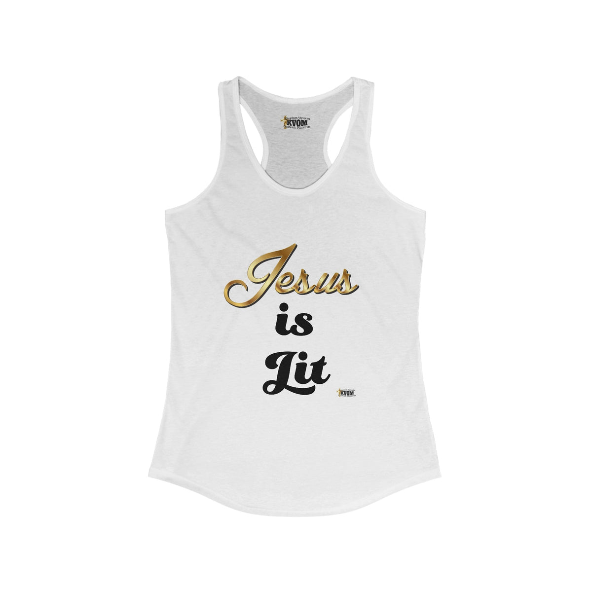 Jesus is Lit Women's Racerback Tank-KVOM KVOM Christian Clothing; Women’s Clothing; Women’s T-Shirts; Men's Clothing; Men's T-Shirts, Hoodies Sale; Ladies Tops; Ladies Dresses; Floral Tops; Floral Dresses; Flower Clothes; Activewear; Glorious; Psalms; Blessings On Blessings; Teens Clothing; Christian Book Store; Girl’s Clothing Sale; Mother’s Day Sale; Gifts For Sister; Christian Gifts; Gifts for Daughter; Spring Sale; Clearance Sale; Jesus; Christ Is King; Holy Ghost; God Got Me; Spiritual Warrior; Prophet