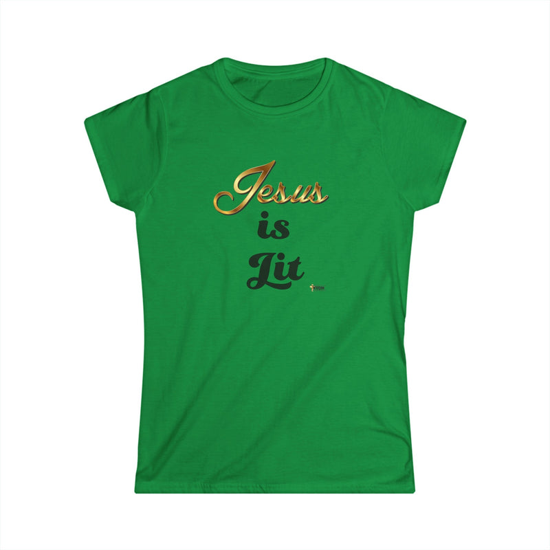 Jesus is Lit Women's Softstyle Tee-KVOM KVOM Christian Clothing; Women’s Clothing; Women’s T-Shirts; Men's Clothing; Men's T-Shirts, Hoodies Sale; Ladies Tops; Ladies Dresses; Floral Tops; Floral Dresses; Flower Clothes; Activewear; Glorious; Psalms; Blessings On Blessings; Teens Clothing; Christian Book Store; Girl’s Clothing Sale; Mother’s Day Sale; Gifts For Sister; Christian Gifts; Gifts for Daughter; Spring Sale; Clearance Sale; Jesus; Christ Is King; Holy Ghost; God Got Me; Spiritual Warrior; Propheti