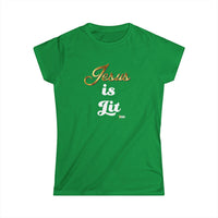 Jesus is Lit Women's Softstyle Tee-KVOM KVOM Christian Clothing; Women’s Clothing; Women’s T-Shirts; Men's Clothing; Men's T-Shirts, Hoodies Sale; Ladies Tops; Ladies Dresses; Floral Tops; Floral Dresses; Flower Clothes; Activewear; Glorious; Psalms; Blessings On Blessings; Teens Clothing; Christian Book Store; Girl’s Clothing Sale; Mother’s Day Sale; Gifts For Sister; Christian Gifts; Gifts for Daughter; Spring Sale; Clearance Sale; Jesus; Christ Is King; Holy Ghost; God Got Me; Spiritual Warrior; Propheti