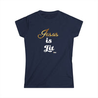 Jesus is Lit Women's Softstyle Tee-KVOM KVOM Christian Clothing; Women’s Clothing; Women’s T-Shirts; Men's Clothing; Men's T-Shirts, Hoodies Sale; Ladies Tops; Ladies Dresses; Floral Tops; Floral Dresses; Flower Clothes; Activewear; Glorious; Psalms; Blessings On Blessings; Teens Clothing; Christian Book Store; Girl’s Clothing Sale; Mother’s Day Sale; Gifts For Sister; Christian Gifts; Gifts for Daughter; Spring Sale; Clearance Sale; Jesus; Christ Is King; Holy Ghost; God Got Me; Spiritual Warrior; Propheti