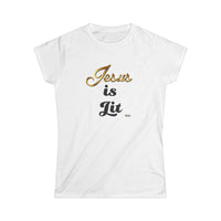 Jesus is Lit Women's Softstyle Tee-KVOM KVOM Christian Clothing; Women’s Clothing; Women’s T-Shirts; Men's Clothing; Men's T-Shirts, Hoodies Sale; Ladies Tops; Ladies Dresses; Floral Tops; Floral Dresses; Flower Clothes; Activewear; Glorious; Psalms; Blessings On Blessings; Teens Clothing; Christian Book Store; Girl’s Clothing Sale; Mother’s Day Sale; Gifts For Sister; Christian Gifts; Gifts for Daughter; Spring Sale; Clearance Sale; Jesus; Christ Is King; Holy Ghost; God Got Me; Spiritual Warrior; Propheti