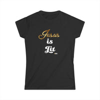 Jesus is Lit Women's Softstyle Tee-KVOM KVOM Christian Clothing; Women’s Clothing; Women’s T-Shirts; Men's Clothing; Men's T-Shirts, Hoodies Sale; Ladies Tops; Ladies Dresses; Floral Tops; Floral Dresses; Flower Clothes; Activewear; Glorious; Psalms; Blessings On Blessings; Teens Clothing; Christian Book Store; Girl’s Clothing Sale; Mother’s Day Sale; Gifts For Sister; Christian Gifts; Gifts for Daughter; Spring Sale; Clearance Sale; Jesus; Christ Is King; Holy Ghost; God Got Me; Spiritual Warrior; Propheti