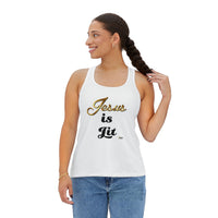 Jesus is Lit Women's Tank Top-KVOM KVOM Christian Clothing; Women’s Clothing; Women’s T-Shirts; Men's Clothing; Men's T-Shirts, Hoodies Sale; Ladies Tops; Ladies Dresses; Floral Tops; Floral Dresses; Flower Clothes; Activewear; Glorious; Psalms; Blessings On Blessings; Teens Clothing; Christian Book Store; Girl’s Clothing Sale; Mother’s Day Sale; Gifts For Sister; Christian Gifts; Gifts for Daughter; Spring Sale; Clearance Sale; Jesus; Christ Is King; Holy Ghost; God Got Me; Spiritual Warrior; Prophetic; Bl