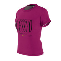 KVOM BLESSED "Stretched" Series Women's Fitted T-Shirt, Deep Berry