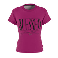 KVOM BLESSED "Stretched" Series Women's Fitted T-Shirt, Deep Berry