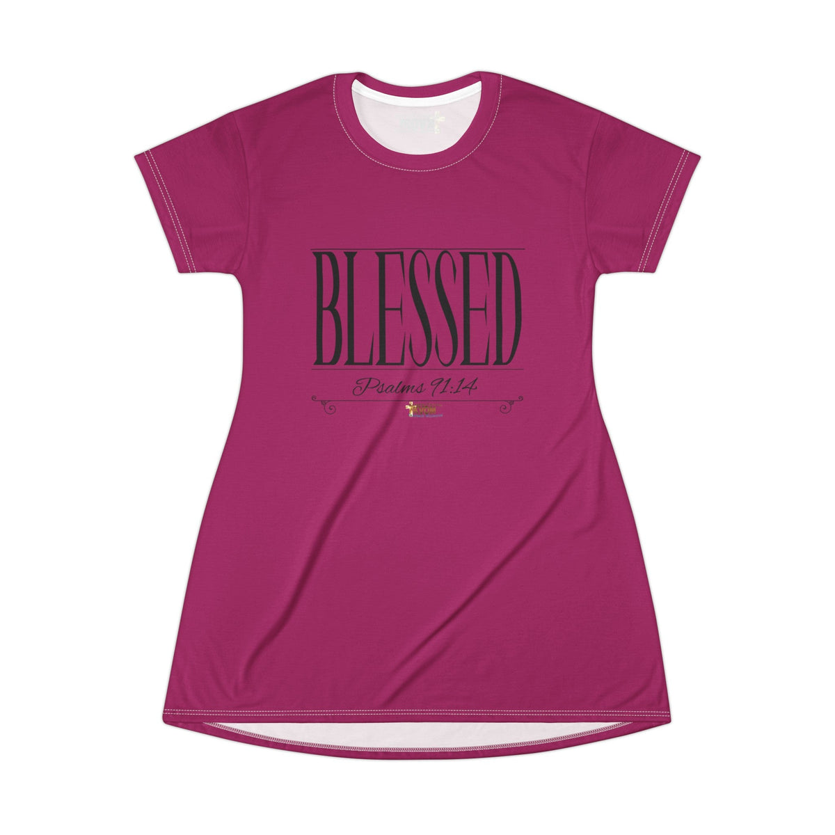 KVOM Blessed "Stretched" Series Women's T-Shirt Dress, Deep Berry