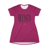 KVOM Blessed "Stretched" Series Women's T-Shirt Dress, Deep Berry