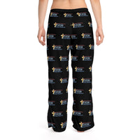 KVOM Logo Blue Patterned Women's Comfy Pants, Black-KVOM