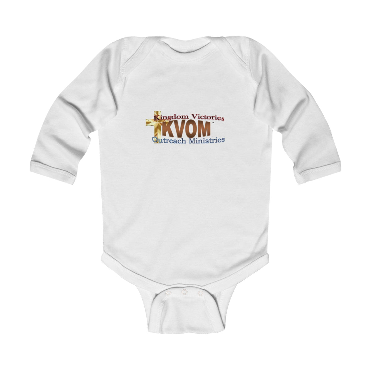 KVOM Logo Infant Long Sleeve Onesie, Brass Logo-Children's Clothing-KVOM