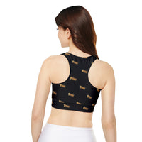 KVOM Logo True Gold Women's Sports Bra, Black