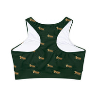 KVOM Logo True Gold Women's Sports Bra, Forest Green