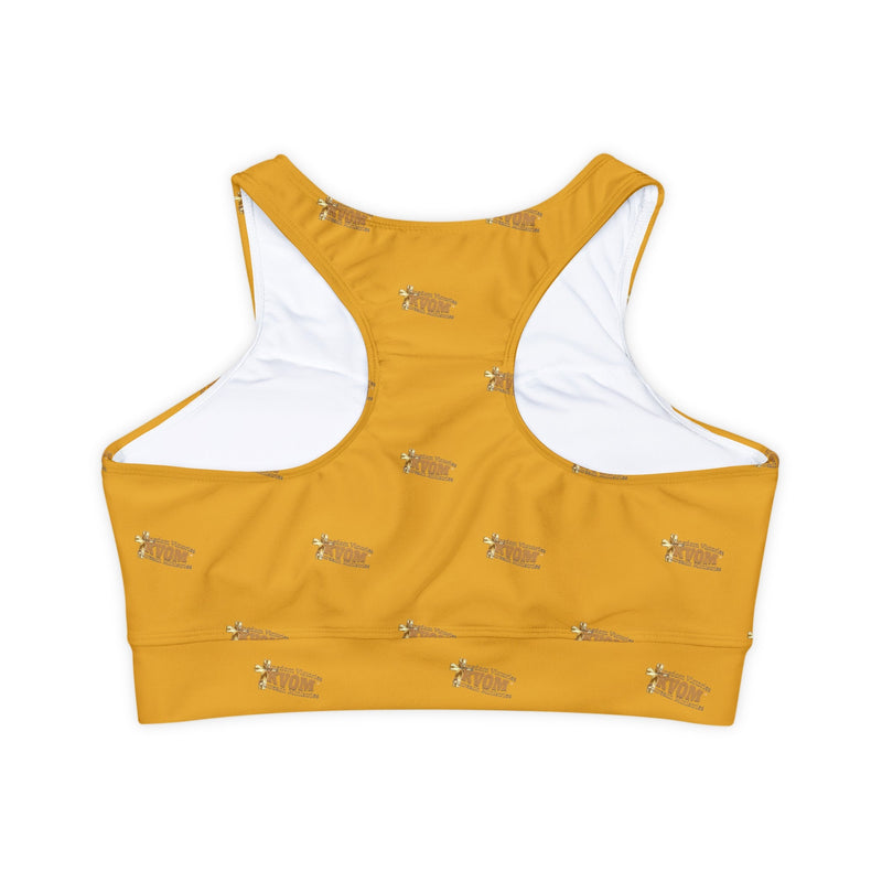 KVOM Logo True Gold Women's Sports Bra, Gold