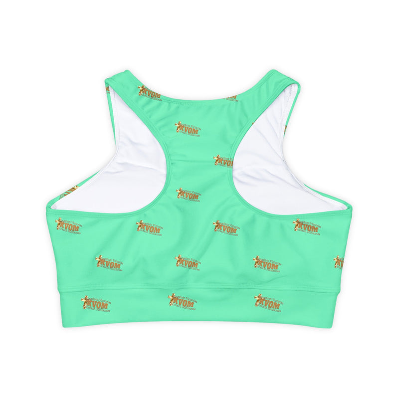 KVOM Logo True Gold Women's Sports Bra, Mint Green