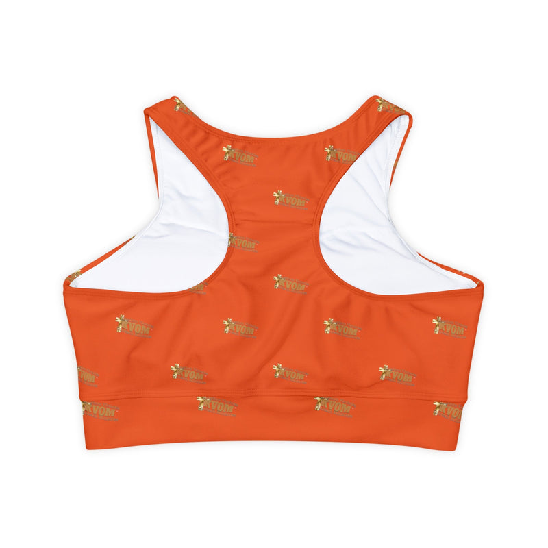 KVOM Logo True Gold Women's Sports Bra, Orange